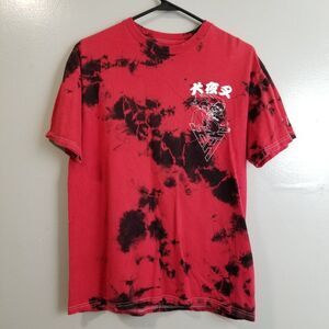 Inuyasha Red Black T-shirt Tie-dye Pattern Hypland Anime T Shirt Medium
